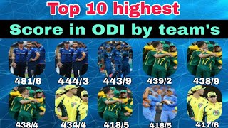 Top 10 highest score in ODI by team  Top 10 highest team score in ODI highestscoreinodi ODI [upl. by Daney]