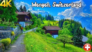 Wengen Switzerland walking tour 4K  The most beautiful Swiss villages  Charming village [upl. by Courtenay]