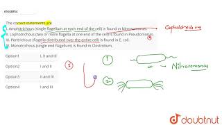 The correct statements are I Amphitrichous single flagellum at each end of the cell [upl. by Latrell]