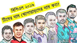 BPL 2019  All 7 Teams and Players Total Price Cost 20182019  Rangpur Comilla Dhaka Khulna Sylhet [upl. by Elleon]