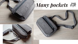 DIY Making Bag with many pockets Multi pocket crossbody bag sewing tutorial [upl. by Nodal894]