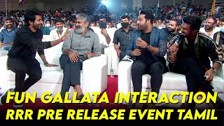 SK  Jr NTR  Ram Charan 🤣🤣 Sema fun galatta interaction  Chennai RRR Pre Release Event Tamil [upl. by Lansing]