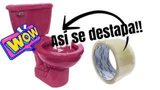 Baño  inodoro tapado  destapalo con Cinta Adesiva ASÍ SE HACE [upl. by Lytsirk]