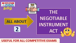 Negotiable Instruments Act Part 2 In Tamil  Elements of Negotiable Instruments  SreedharscceTamil [upl. by Lory]