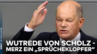 HEFTIGE GENERALDEBATTE IM BUNDESTAG Kanzler Scholz in Rage  Frontalangriff auf Friedrich Merz [upl. by Eatton97]