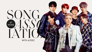 ATEEZ Sings Shawn Mendes 5 Seconds of Summer and “Answer” in a Game of Song Association  ELLE [upl. by Yauqram]