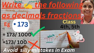 Class  5 Write the following as decimals  a very easy explanation for Class By Dr Anuradha Mam [upl. by Alleroif]