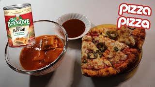 CHEF BOYARDEE BEEF RAVIOLI amp LEFTOVER PIZZA PIZZA ASMR MUKBANG [upl. by Arnulfo]