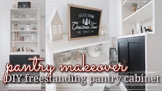 DIY PANTRY CABINET MAKEOVER 2020  SMALL KITCHEN ORGANIZATION IDEAS  RENTER FRIENDLY ORGANIZATION [upl. by Okiman64]