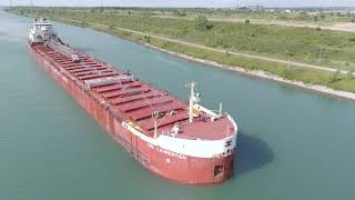 CSL Laurentien  Welland Canal 4K Aerial view [upl. by Margetts]