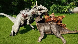 STEGOCERATOPS MAX Vs INDOMINUS REX  Jurassic World Evolution [upl. by Maher]