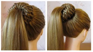 Tuto coiffure simple queue de cheval et chignon bun tressé 💥 facile à faire soi même [upl. by Elledoj]