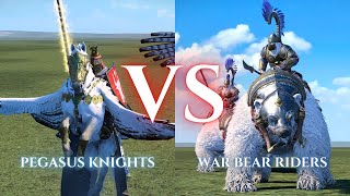 WARHAMMER III Total War  Pegasus Knights VS War Bear Riders [upl. by Kihtrak]