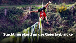 SlacklineRekord an der Geierlay im Hunsrück [upl. by Atarman482]