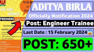 Aditya Birla Recruitment 2024  Freshers Aditya Birla Group Recruitment 2024 Mnc Jobs Latest Jobs [upl. by Web908]