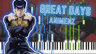 Animenz Great Days  JoJos Bizarre Adventure Part 4 Piano Tutorial  Synthesia [upl. by Ethbun]