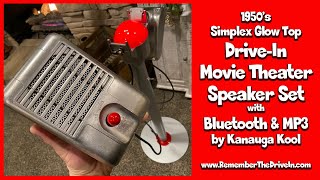 1950s Simplex DriveIn Movie Theater Speaker Set with Red Glow Top Bluetooth amp MP3 Player [upl. by Airdnekal]