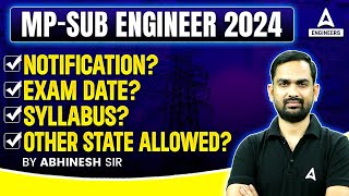 MP SUB Engineer Vacancy 2024  MP SUB Engineer Notification Other State Allowed  Full Details [upl. by Artemisia]