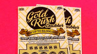 SOOD 1360 TWO 10 GOLD RUSH DOUBLER FL Lottery Scratch Tickets [upl. by Kinzer758]