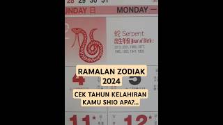 RAMALAN ZODIAK 2024 MENURUT KALENDER CHINAYUK CEK TAHUN KELAHIRAN KAMU SHIO APA [upl. by Olegnaid]