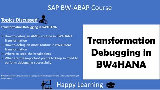 27 Debugging Transformation in BW4HANA [upl. by Pritchard]