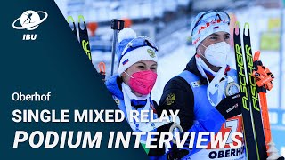 World Cup 2122 Oberhof Single Mixed Relay Podium Interviews [upl. by Illac]