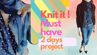 編織圍巾 2天完成｜Knit a small scarf tutorial  Knitting  neck warmer 2 days knitting project [upl. by Acilef]