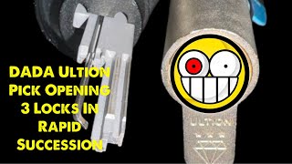 3 Ultion Euro Cylinder Locks opened with the DADA lock pick [upl. by Notaes836]