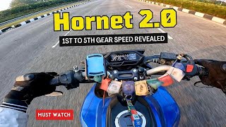 Hornet 20 Top Speed in Every Gear  12345 Gear Test 🚀🔥 hornet2 motovlog explore [upl. by Schaper410]