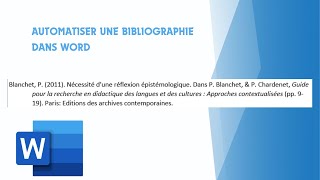 Comment automatiser une bibliographie dans Word [upl. by Aihsercal346]