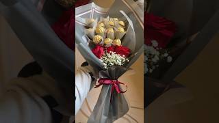 Ferrero Rocher and Rose Bouquet♥️ ferrerorocher bouquet rosebouquet chocolatebouquet love [upl. by Nnoved]