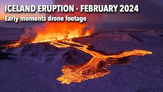 Iceland Volcano Eruption Drone Footage  February 8th 2024  Sundhnúkagígaröðin Crater Row [upl. by Holna]