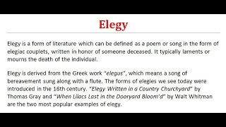 Elegy  What is Elegy Figure of Speech  Literary Terms  Elegy ki Elegy kake bole [upl. by Camile20]