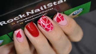 Nail vinyls Rocknailstar with gel polish  nail art tutorial [upl. by Isawk]