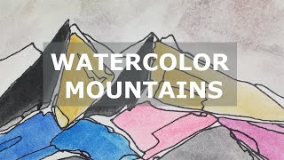 Watercolor Mountains  Gebirge 1 Abstract  Beginner Level  easy  Doodle  colorful  relaxing [upl. by Sileas]