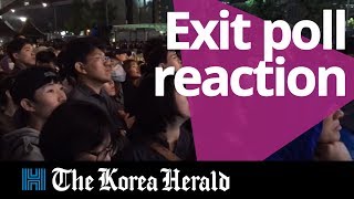 Presidential election exit poll reaction in Gwanghwamun Seoul [upl. by Llehcear]