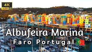 Albufeira Marina 4K Algarve Portugal 🇵🇹 travelarc [upl. by Auqinahs909]