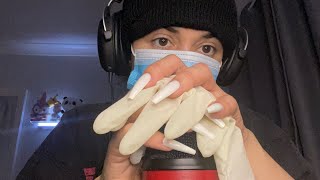 ASMR XS WHITE LATEX GLOVES VS LONG FAKE NAILS [upl. by Yelyah]