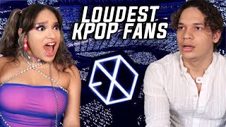 EXOLs being the loudest Fans in KPOP  Waleska amp Efra react to EXO Fan Chants for the first time [upl. by Akimot]