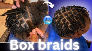 How to box braid MenBoys short natural hair4c texture [upl. by Jennine]