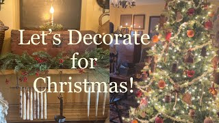 Let’s Decorate for Christmas Mixing Greenery with Primitive and Early Antiques [upl. by Lehar849]