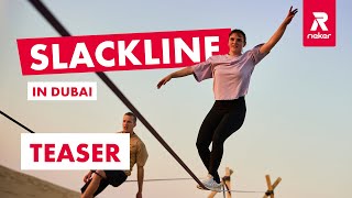 Teaser Slackline in Dubai  Feel the Connection  Rieker Sport amp Style [upl. by Yelnikcm449]