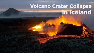 Unique Video of a Volcano Crater Collapse in Iceland at Litli Hrútur [upl. by Thinia]