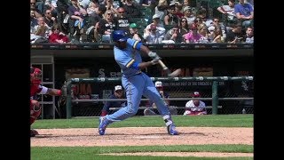 Lorenzo Cain Home Run Swing Slow Motion 201817 [upl. by Joktan464]