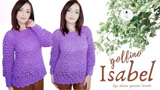 TUTORIAL Maglione quotIsabelquot a sprone tondo [upl. by Alexandrina]