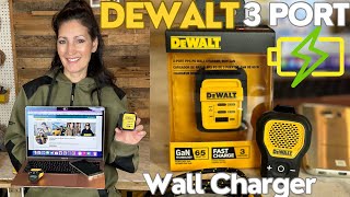 DeWalt FAST CHARGER for Electronics 65 Watt 3 PORT Wall Charger with GaN Technology DXMA1310869 [upl. by Garrik]