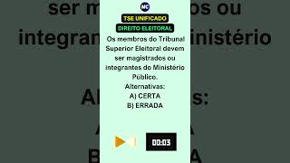 QUESTÃO 05  DIREITO ELEITORAL  CONCURSO UNIFICADO TSE  QUESTÕES CESPECEBRASPE [upl. by Mazur952]