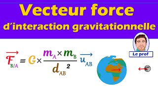 Vecteur force interaction gravitationnelle caractéristiques et notation [upl. by Triplett]