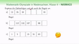 NI590422  MathematikOlympiade  Zahlenfolgen  Zahlenreihen  Aufgaben  Lösungen  Erklärungen [upl. by Huntington428]