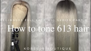 How to tone 613 hair Toning 613 Hair t14 wella tonerDIY Purple Shampoo [upl. by Cummings398]